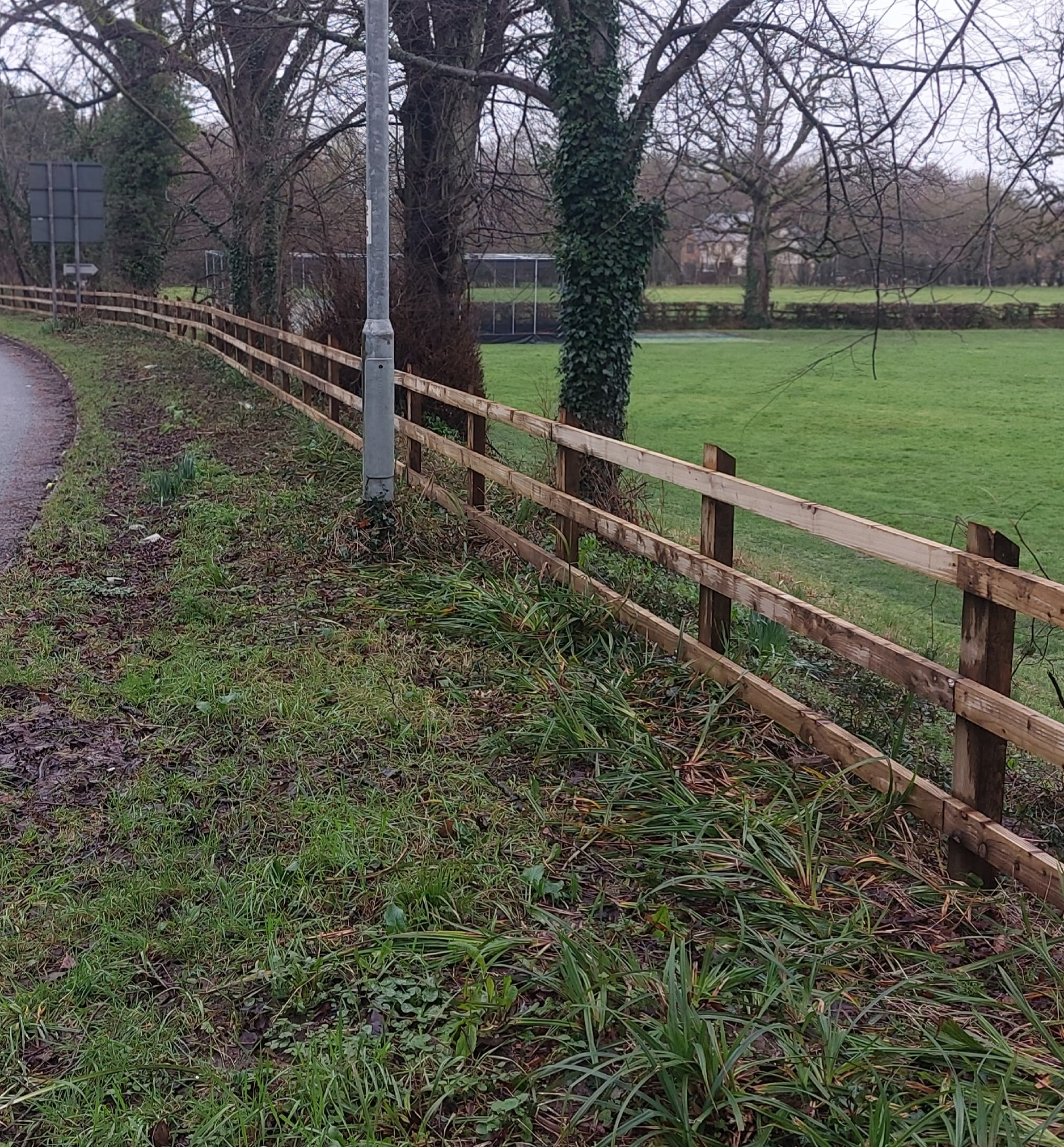 Post and rail fencing at Sparkford Cricket Club