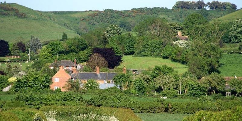 View of Camelot Hill and the Somerset countryside near Sutton Montis