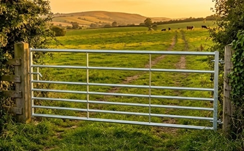 Fence gate pastoral landscape