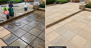 Natural stone patio in a residential garden